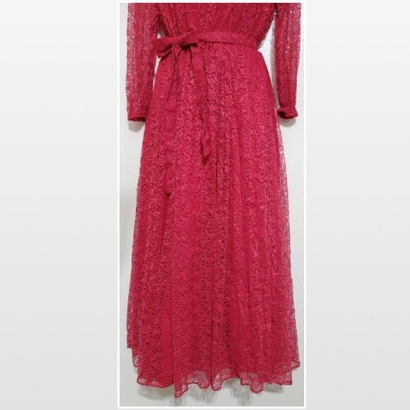 Vintage Red Lace Maxi Dress - Picture 3 of 11
